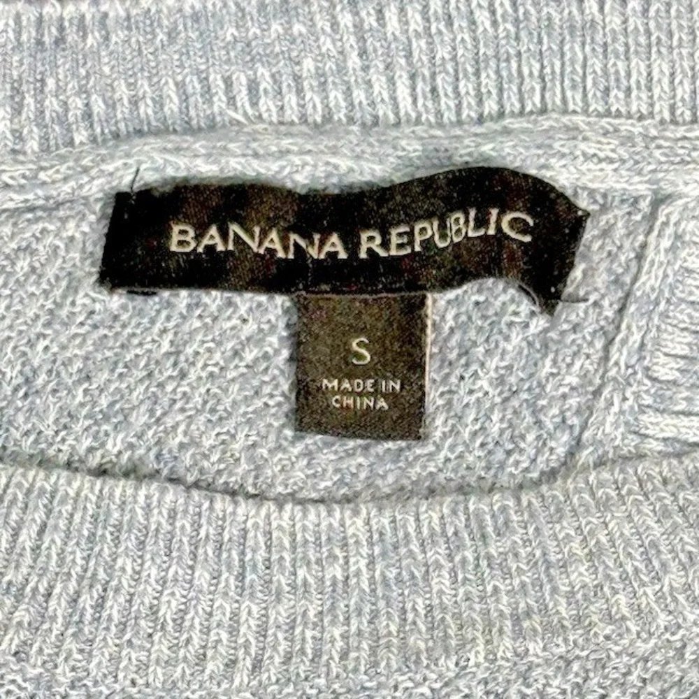 Banana Republic Light Blue Textured Knit‎ Split Back Sweater Womens Size S